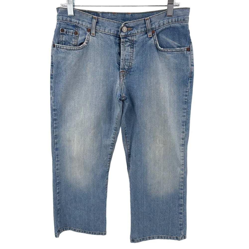 Lucky Brand Easy Rider Crop Jeans Blue Denim Button Fly Made in USA Womens 6/28